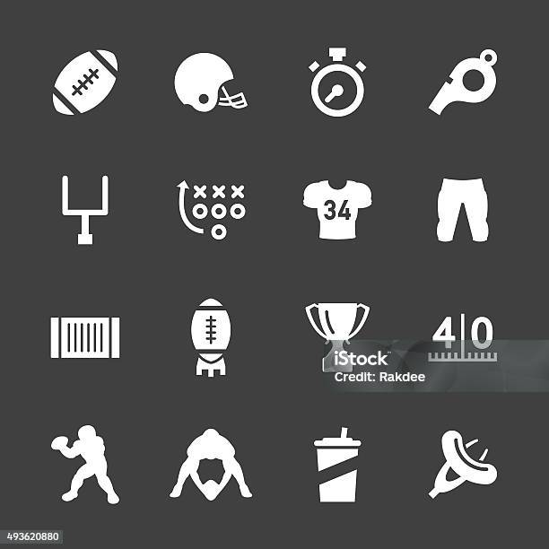 American Football Icons White Series Stock Illustration - Download Image Now - American Football - Ball, Icon Symbol, American Football - Sport