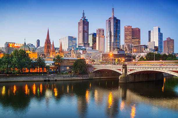 Melbourne at dusk Melbourne's skyline at dusk. prince royal person photos stock pictures, royalty-free photos & images