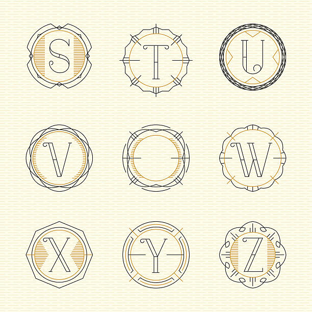 векторный набор с монограммами - letter t letter u letter v vector stock illustrations