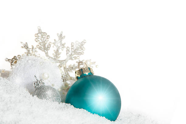 istock blue Christmas bauble with snow crystal 493624654