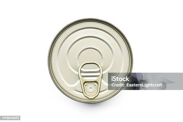 Tin Can Lid Top On White Stock Photo - Download Image Now - Can, Canned Food, High Angle View