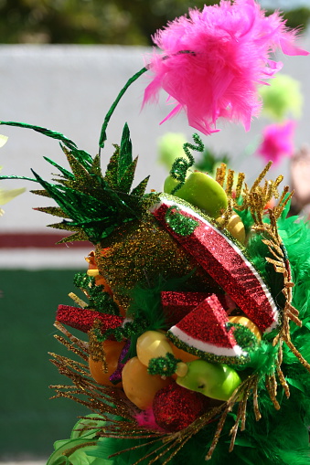 Colorful Mexican Carnival Headgear with fruits, flowers and fronds- 2015.02