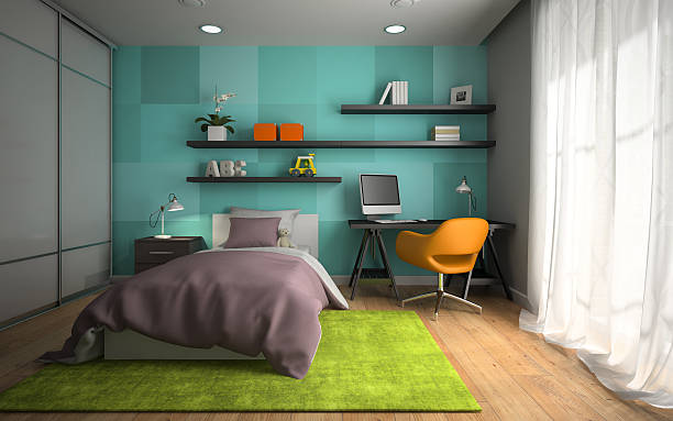 istock Interior of modern childroom  with blue wall 3D rendering 493626330