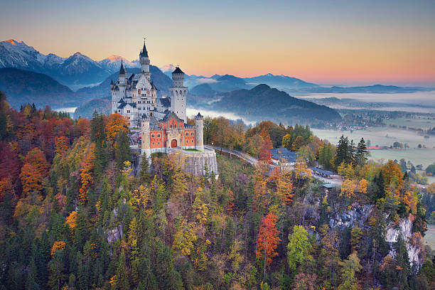 castillo de neuschwanstein, alemania. - bavaria allgau germany landscape fotografías e imágenes de stock