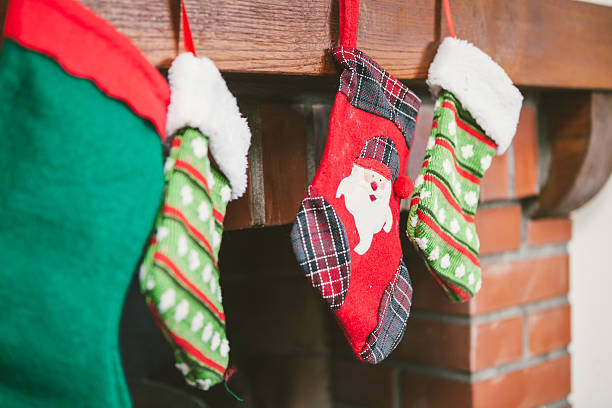 istock Fireplace with Christmas Stockings 493626986