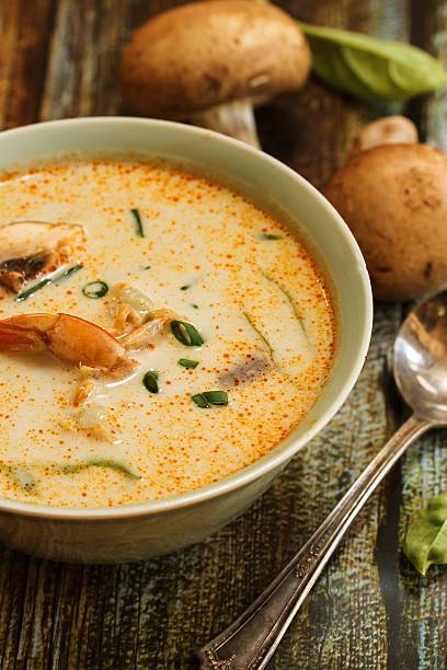 istock Thai coconut soup with shrimp 493627276