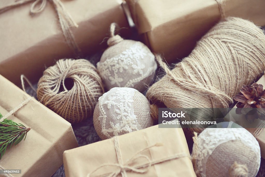 gift boxes and Christmas Decoration 2015 Stock Photo