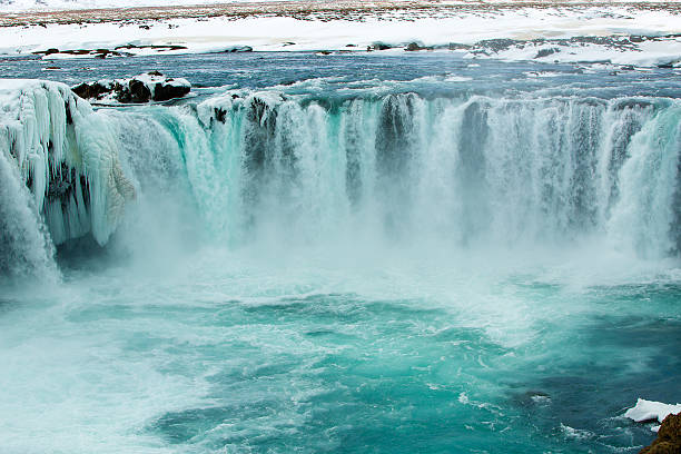 istock Icelandic waterfall Godafoss in wintertime 493631992