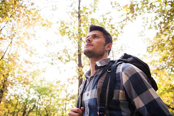 istock Man traveling in the forest 493632582