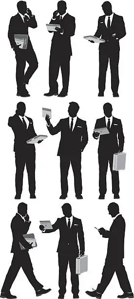 Vector illustration of Businessman using technology