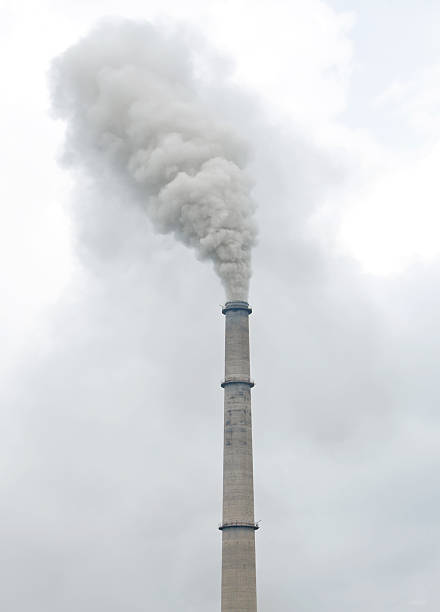 istock Polluted smoke coming out of chimney 493634517