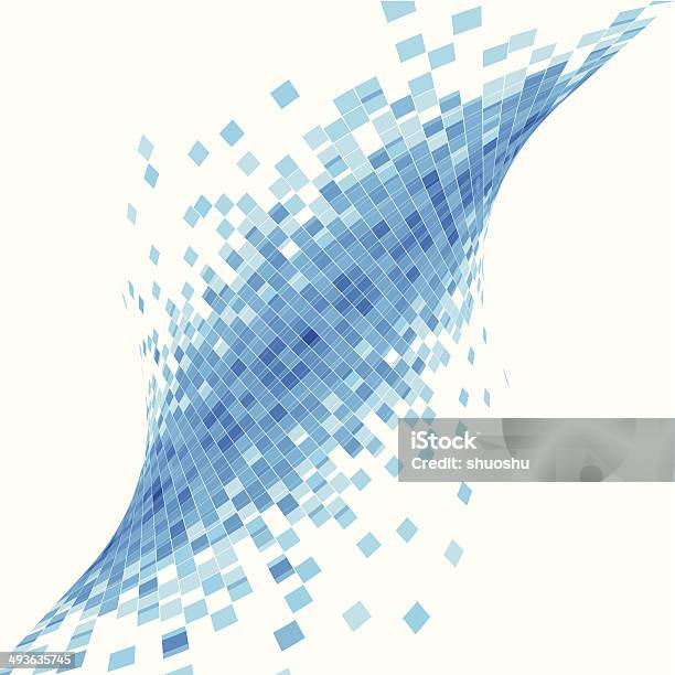 Abstract Blue Wave Check Technology Background Stock Illustration - Download Image Now - Abstract, Wave Pattern, Pattern