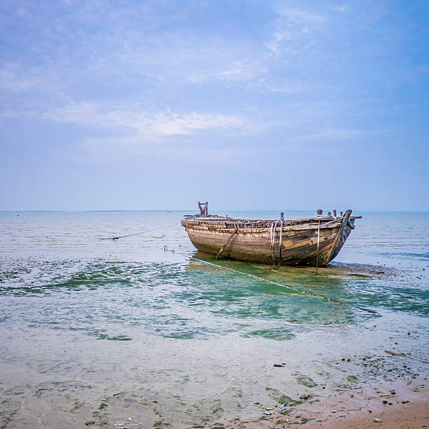 istock Abandoned boat on the seashore 493636987