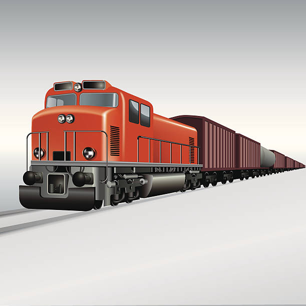 Freight train Cargo train on a rail road. Vector illustration freight train stock illustrations