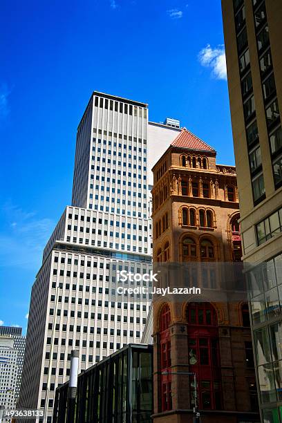 Cidade De Nova Iorque Arquitectura Contraste Vista Da Cidade Baixo Manhattan - Fotografias de stock e mais imagens de Alto - Descrição Física