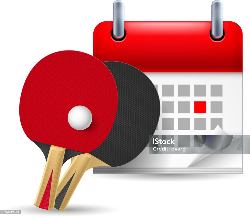 Ping pong rackets and calendar Ping pong rackets with ball and calendar with marked day. Sport event 2015 stock vector