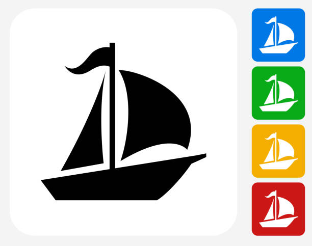 stockillustraties, clipart, cartoons en iconen met sailboat icon flat graphic design - zeilboot