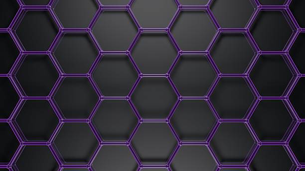 istock purple hexagons metal background 493652332
