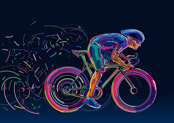 Vector illustration of Professional cyclist involved in a bike race.