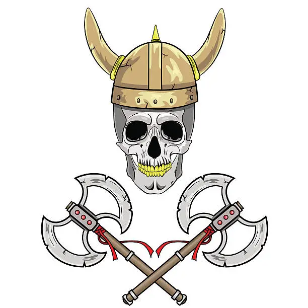 Vector illustration of Skull Viking helmet with horns.