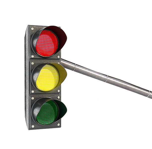 istock Traffic light, lights yellow light isolated on white background 493654768