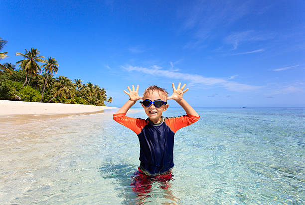 istock little boy having fun on tropical beach 493655432