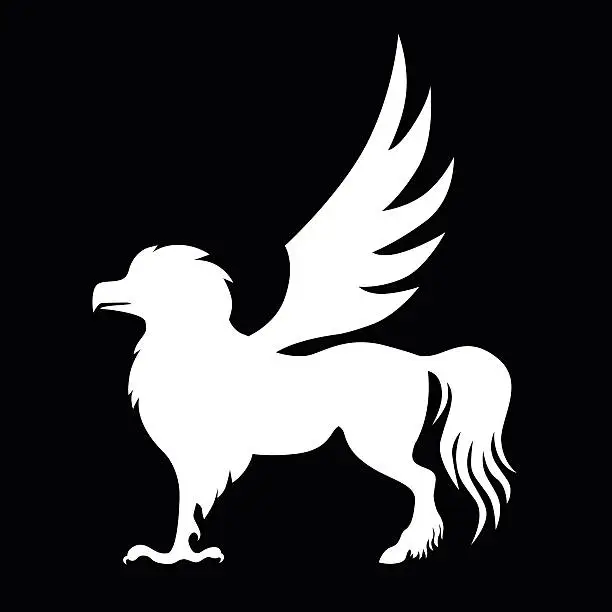 Vector illustration of Silhouette hippogriff negative