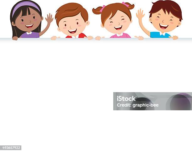 Children And Banner Stock Illustration - Download Image Now - Child, Presentation - Speech, School Building