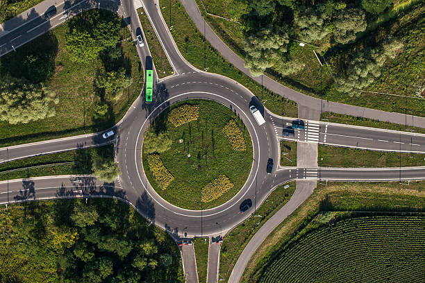 istock aerial view of roundabout 493660302