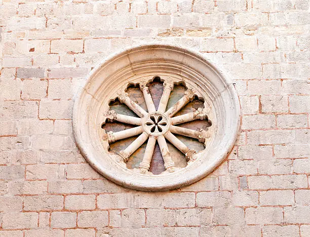  window  socket Cathedral of St. Tryphon. Kotor. Montenegro. closeup