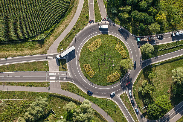 istock aerial view of roundabout 493661624
