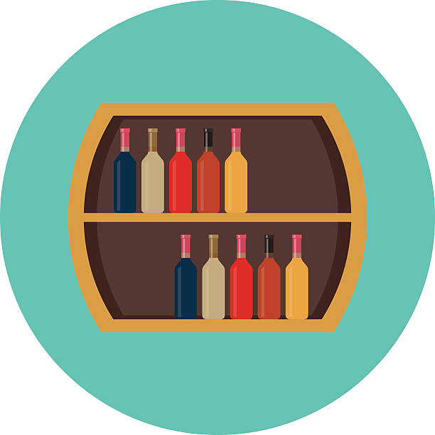 flaschenregal bunten vektor-symbol - wine rack illustrations stock-grafiken, -clipart, -cartoons und -symbole