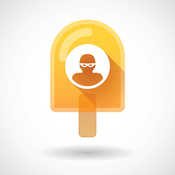 Ice cream icon with a thief Illustration of an ice cream icon with a thief stealing ice cream stock illustrations