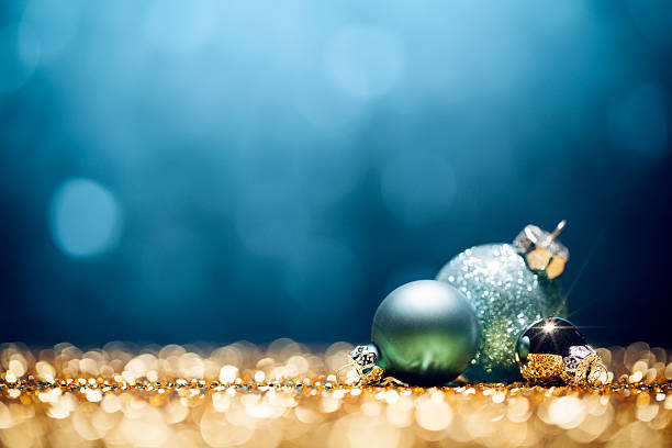 istock Blue Christmas Decorations - Lights Bokeh Defocused Decoration Gold 493685028