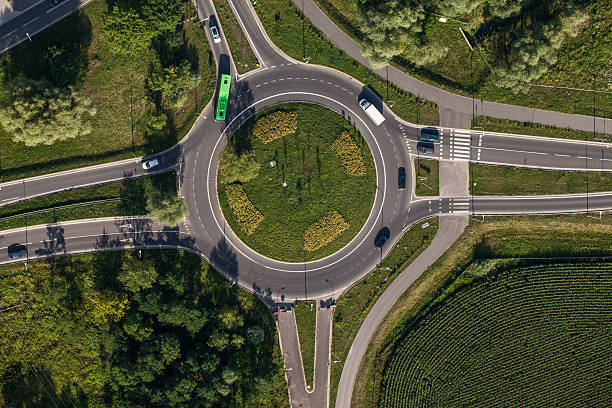 istock aerial view of roundabout 493685060