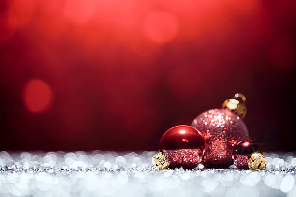 istock Red Christmas Decorations - Lights Bokeh Defocused Decoration White 493685370