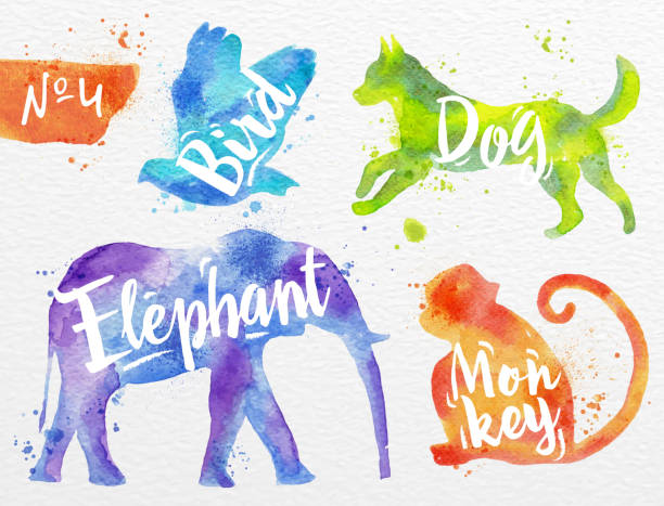 ilustrações de stock, clip art, desenhos animados e ícones de pintou animais veados - elephant water vector animals in the wild