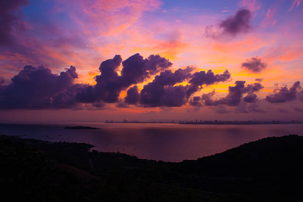 istock colorful sky over Pattaya at sunset, Thaiand 493685614