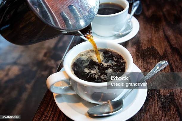 Hot Coffee From A French Press Stock Photo - Download Image Now - Coffee - Drink, Cup, Drinking