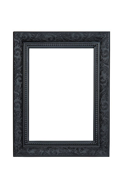 istock Black carved picture frame isolated on white background. 493689892