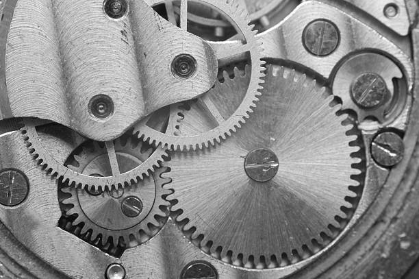 istock Metal Cogwheels, Black and white Macro Photo. 493691742