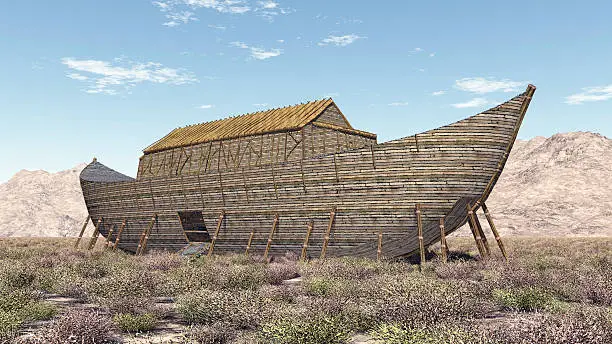 Computer generated 3D illustration with Noah's Ark