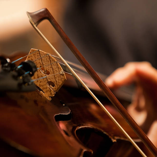 istock The fiddlestick  on the strings violin 493693332