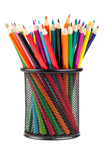 istock Various color pencils in metal container 493694908