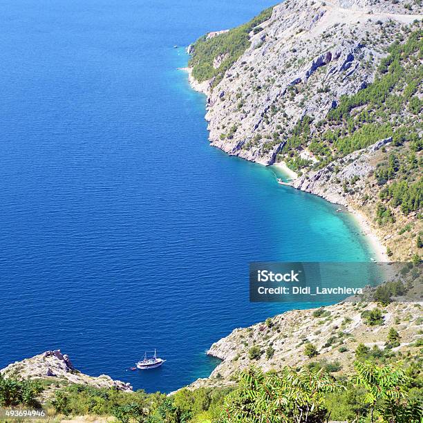 Birdseye View Of Blue Bay Stock Photo - Download Image Now - 2015, Adriatic Sea, Aerial View