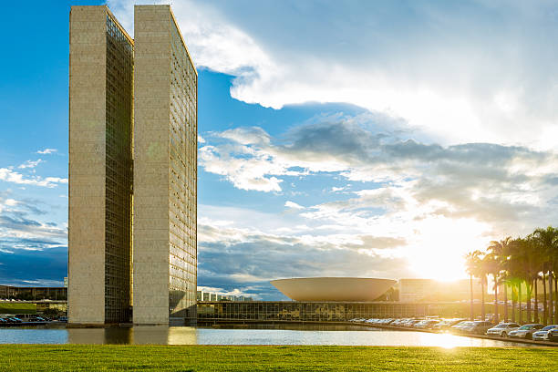 congresso nacional do brasil em brasília, brasil - national congress building imagens e fotografias de stock