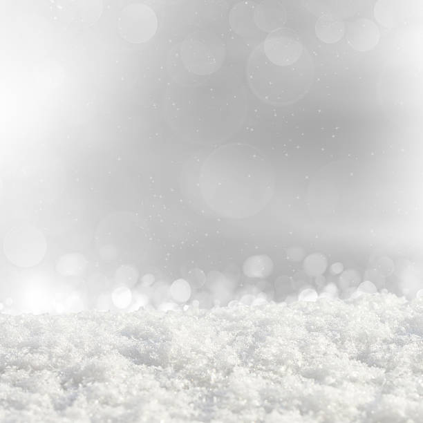 istock Silver Christmas background with various bokeh and snow drifts 493700106