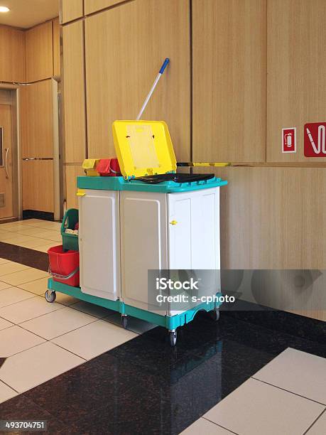 Cleaning Equipments Stock Photo - Download Image Now - Cleaning, Garbage Can, Public Restroom