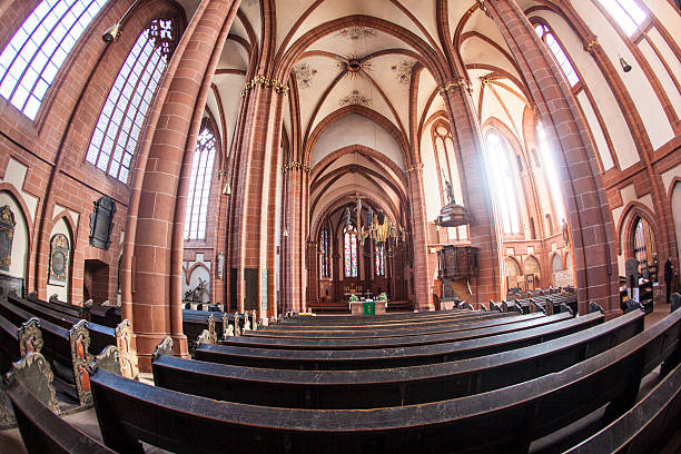 Wetzlar, Germany - August 26, 2011: beautiful ceiling and hall in the dome  in Wetzlar, Germany.Wetzlar Cathedral has been used as a simultaneum by both Roman Catholics and Protestants since the 16th century.