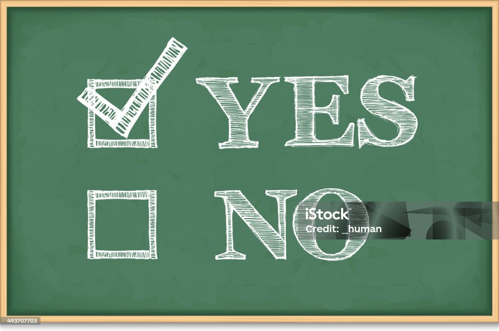 Yes and No Yes and no with checkboxes on blackboard, vector eps10 illustration Agreement stock vector